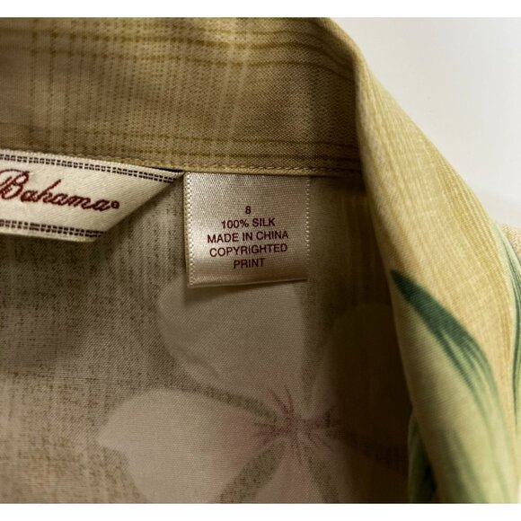 Tommy Bahama Womens Green Tropical Silk Button-Up Front Tie Top Size 8 - Picture 5 of 5